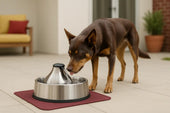 Dog drinking water fountain