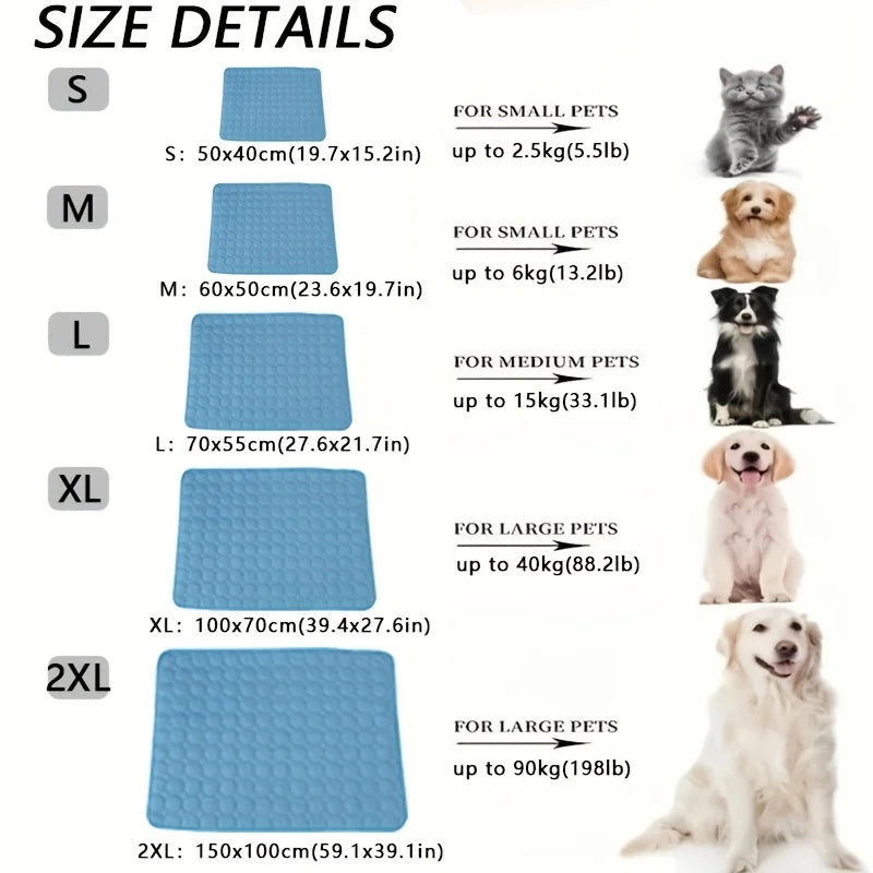 Size details for dog cooling mat