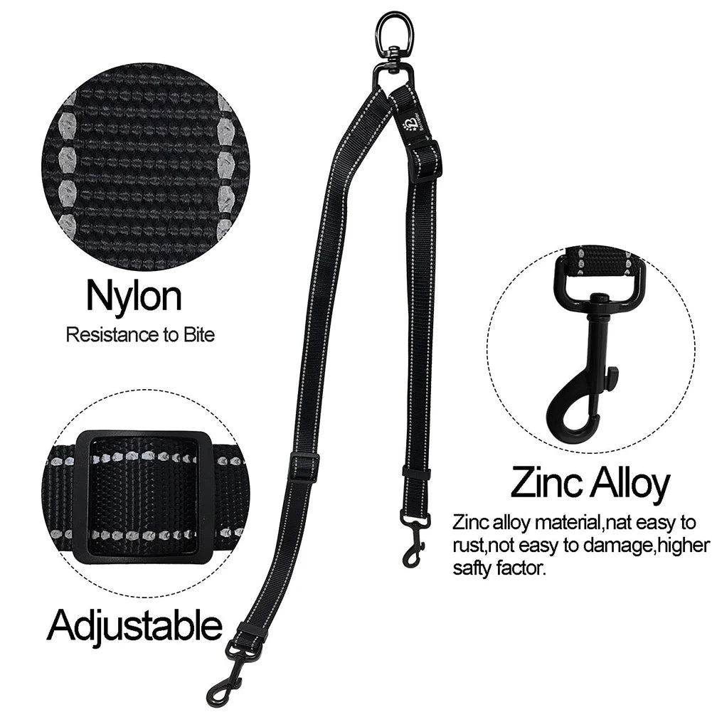 Heavy Duty Nylon Double Leash Coupler for Large Dog