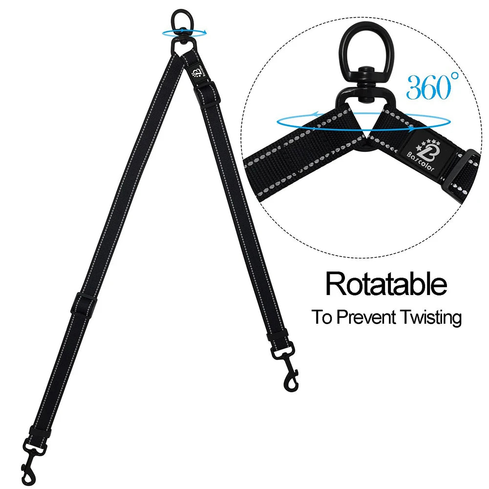Heavy Duty Nylon Double Leash Coupler for Large Dog