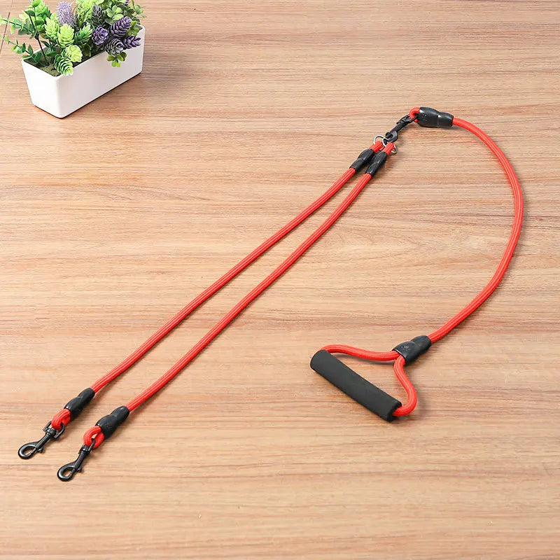 Dog Leash Double Dual Nylon Rope for up to 4 dogs