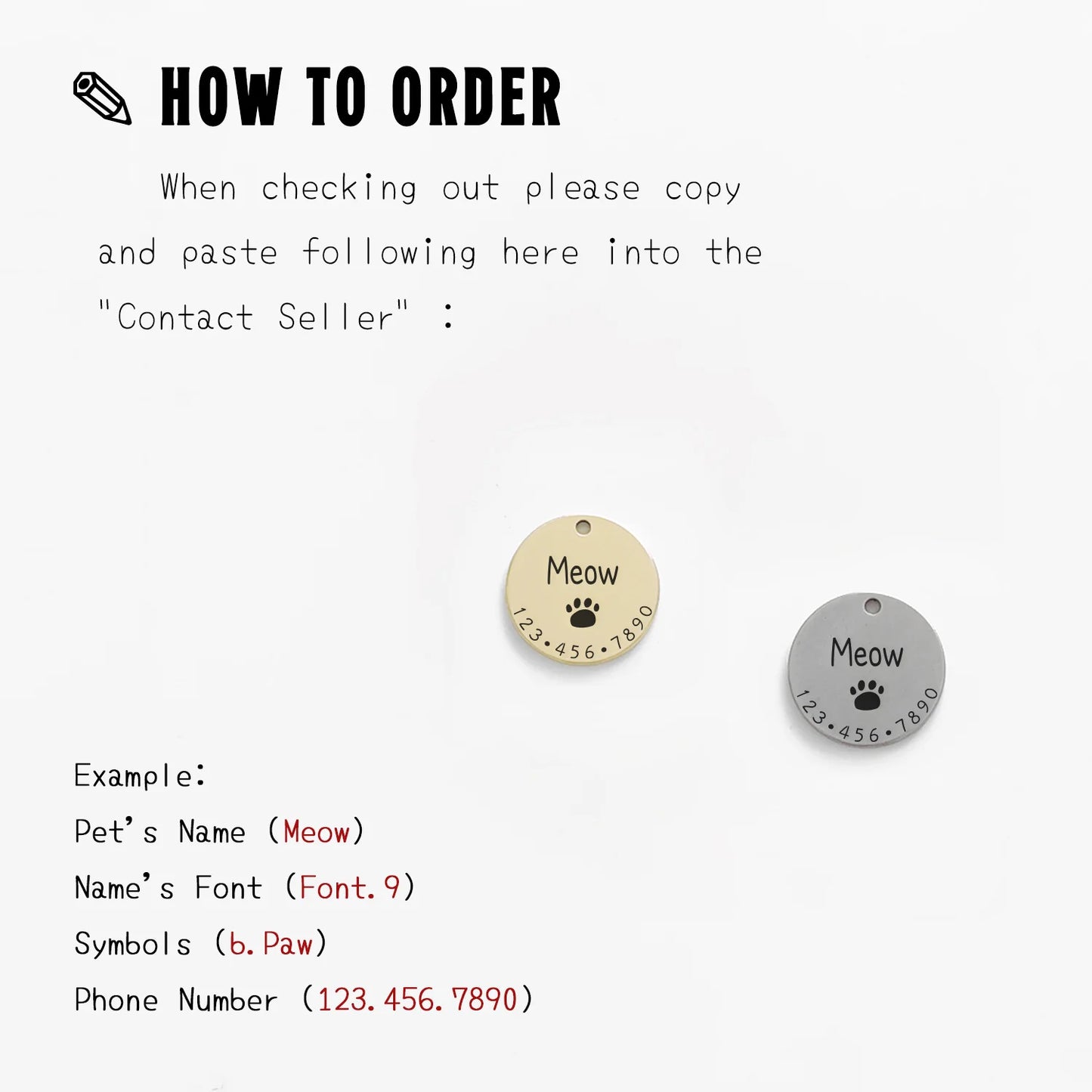 Custom Engraved Pet Cat Dog ID Tag
