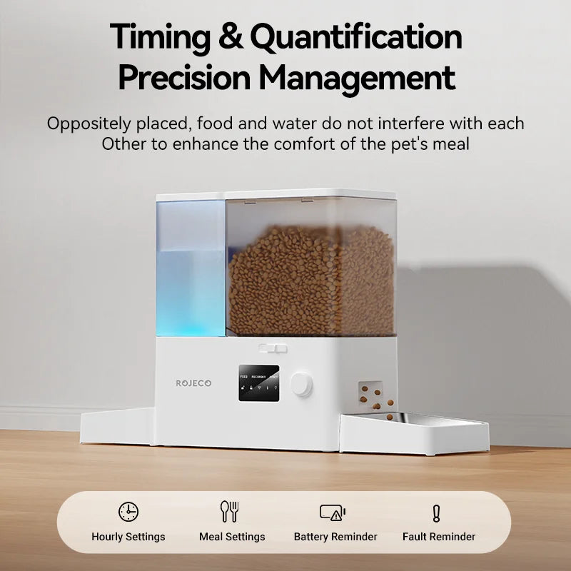 8.5L Automatic Pet Feeder With Gravity Water Fountain 2-in-1 WiFi Remote Control