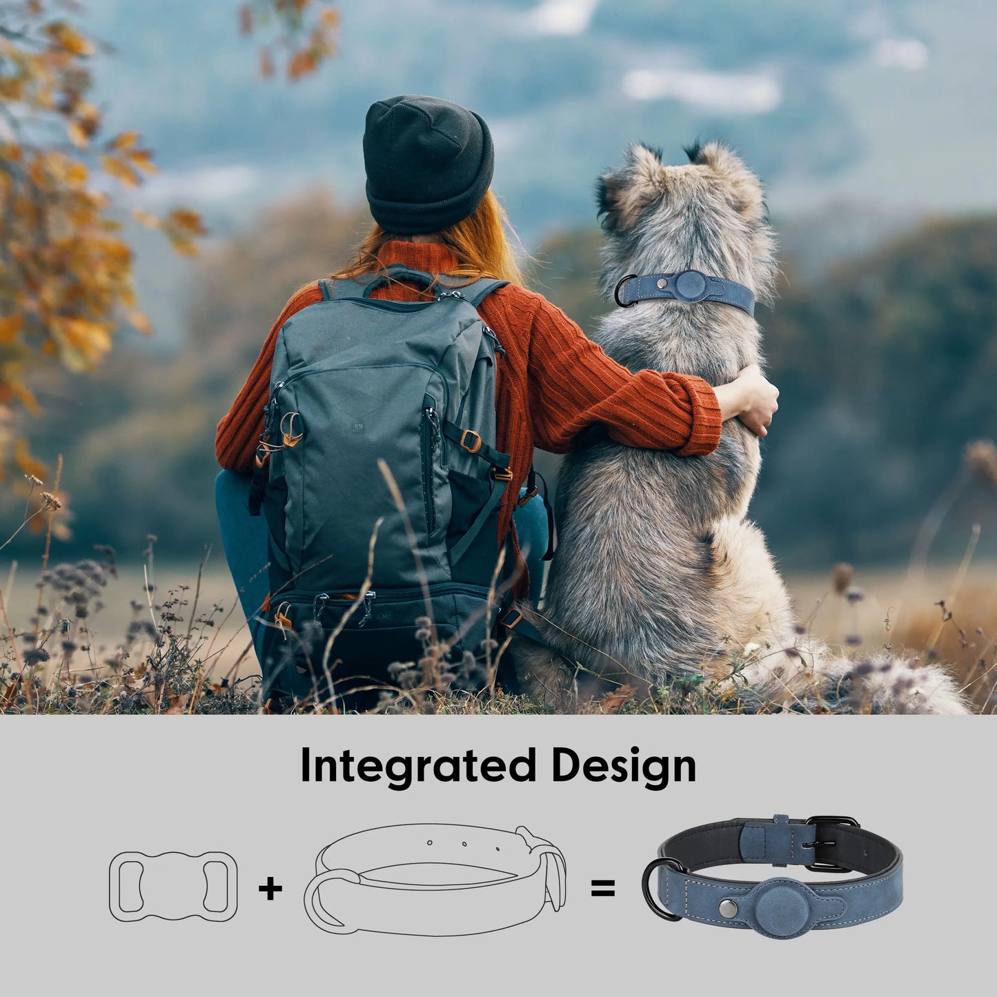 GPS Tracker Anti-lost Dog Collar PU Leather