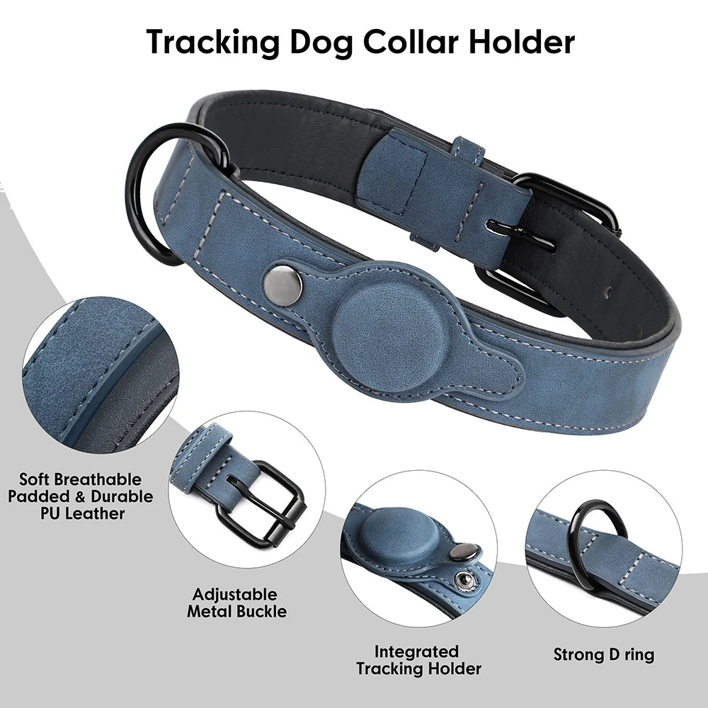 GPS Tracker Anti-lost Dog Collar PU Leather