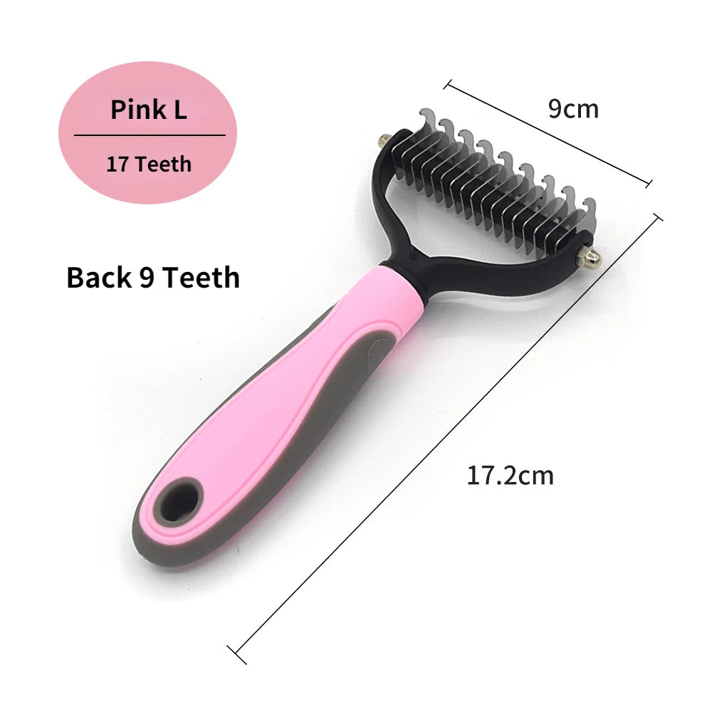 Professional Pet Deshedding Brush Fur Knot Cutter Hair Remover for Dog and Cat