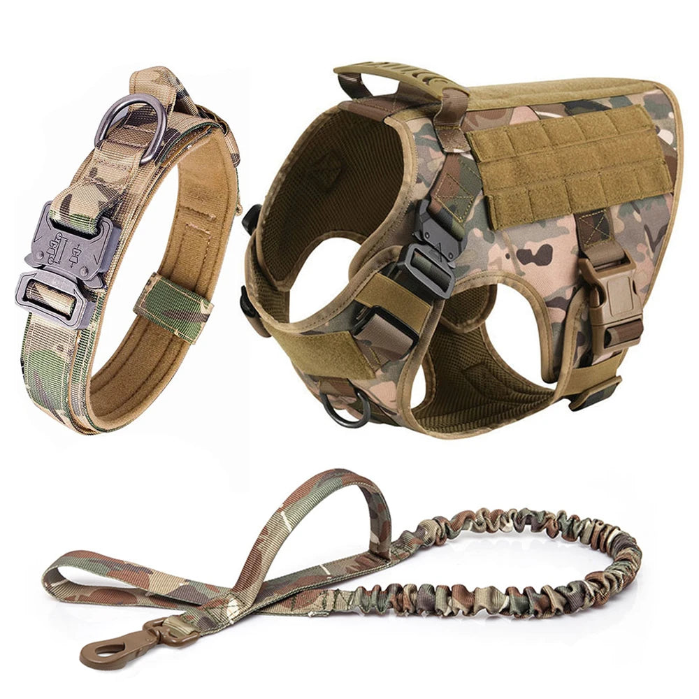 Tactical Harness, Leash and Collar Training Set for Large Medium Dog