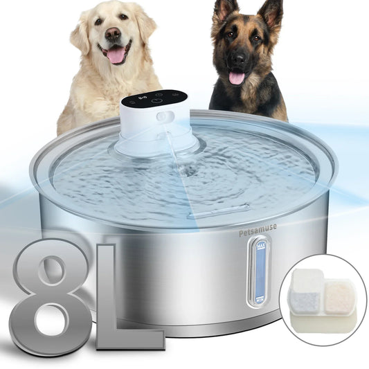 8L Automatic Stainless Steel Dog Water Fountain