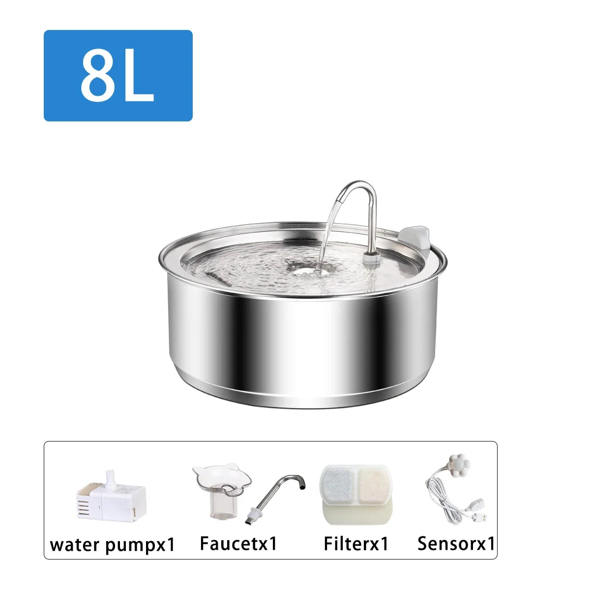 Dog Water Fountain Stainless Steel 8L Water Dispenser