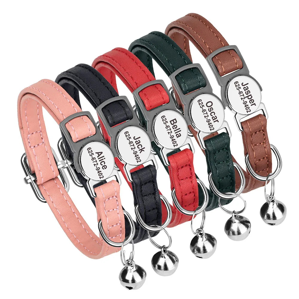 Custom Breakaway Cat Collar PU Leather with Free Engraved