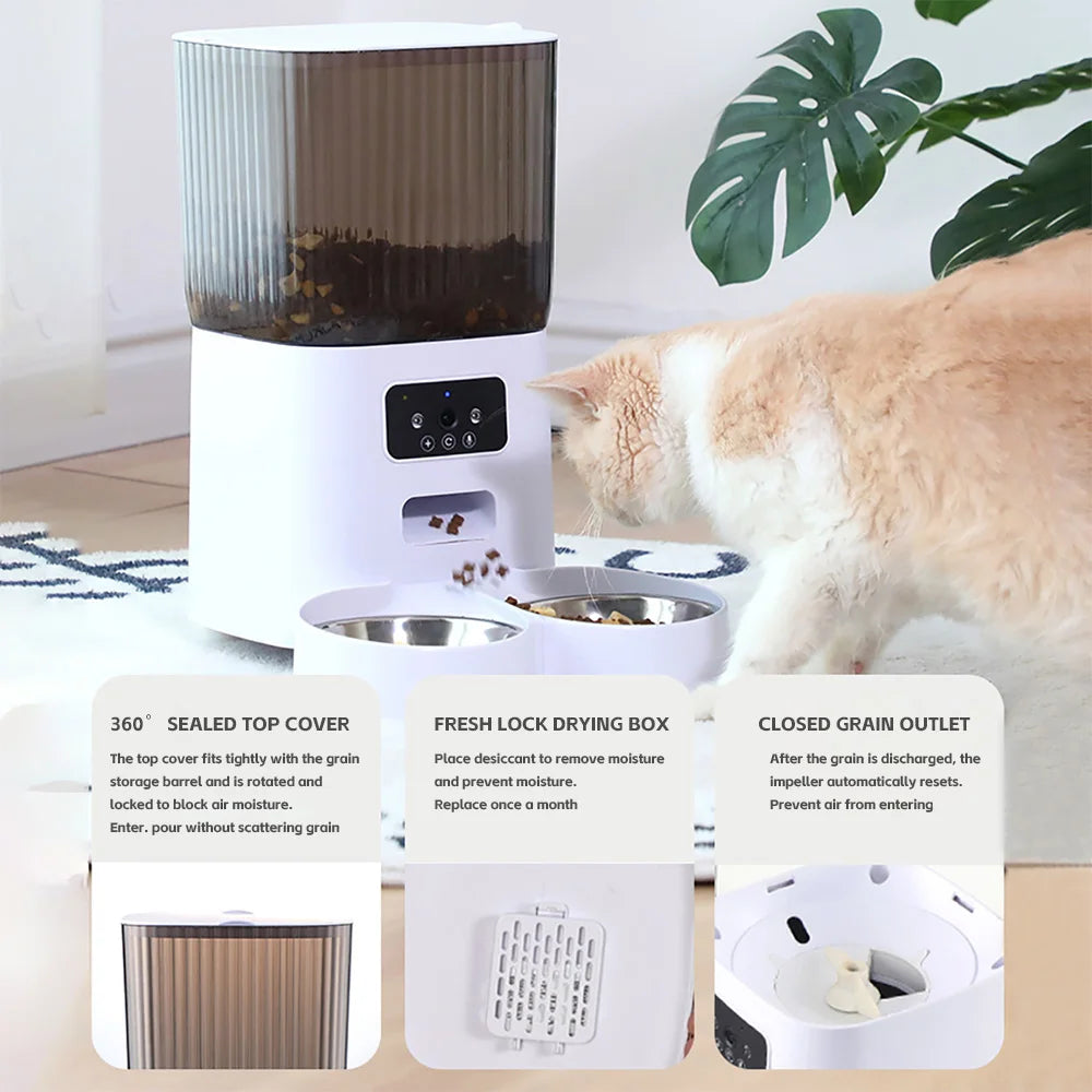 5L Double Bowls Smart Automatic Camera Feeder for Cat and Dog