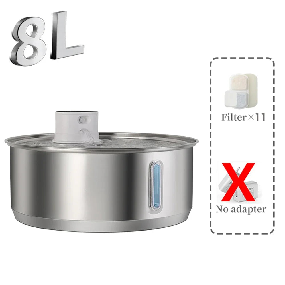 8L Automatic Stainless Steel Dog Water Fountain