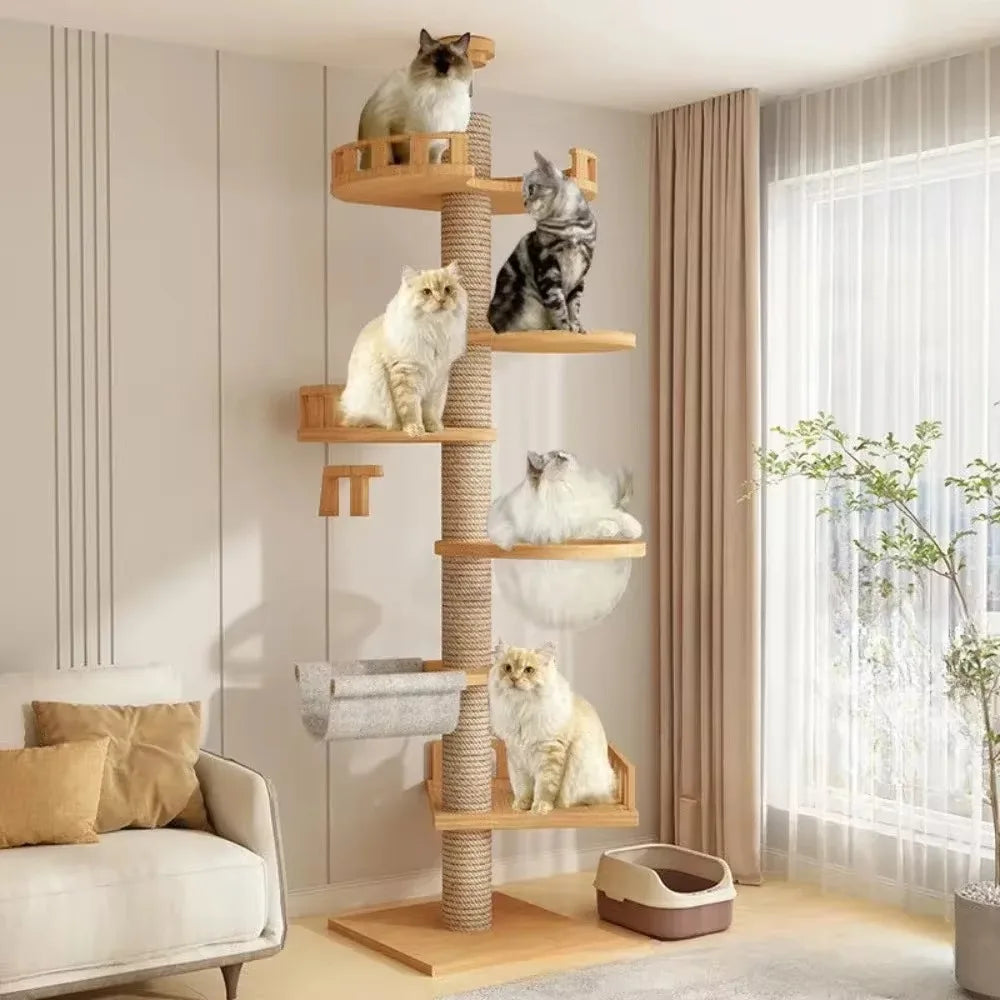 Cat Tree Australia: Floor To Ceiling Adjustable Wooden House