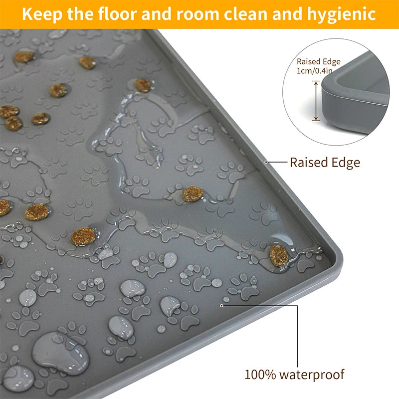 Pet Placemat Silicone Food Bowl Floor Mat for Dog and Cat