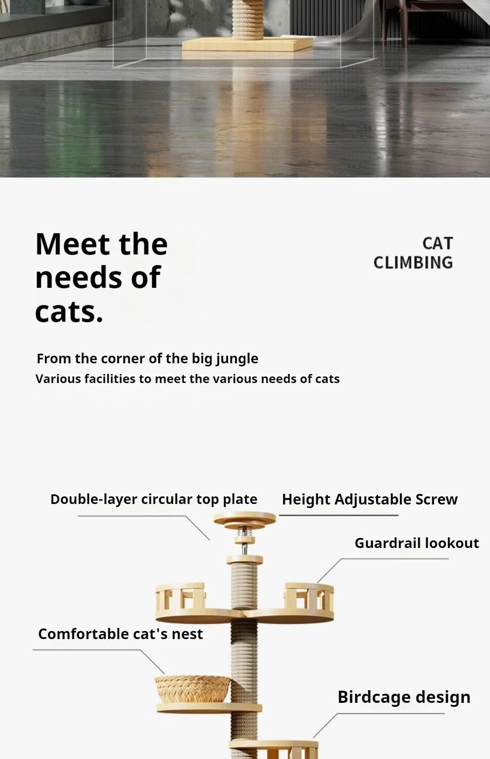 Cat Tree Australia: Floor To Ceiling Adjustable Wooden House