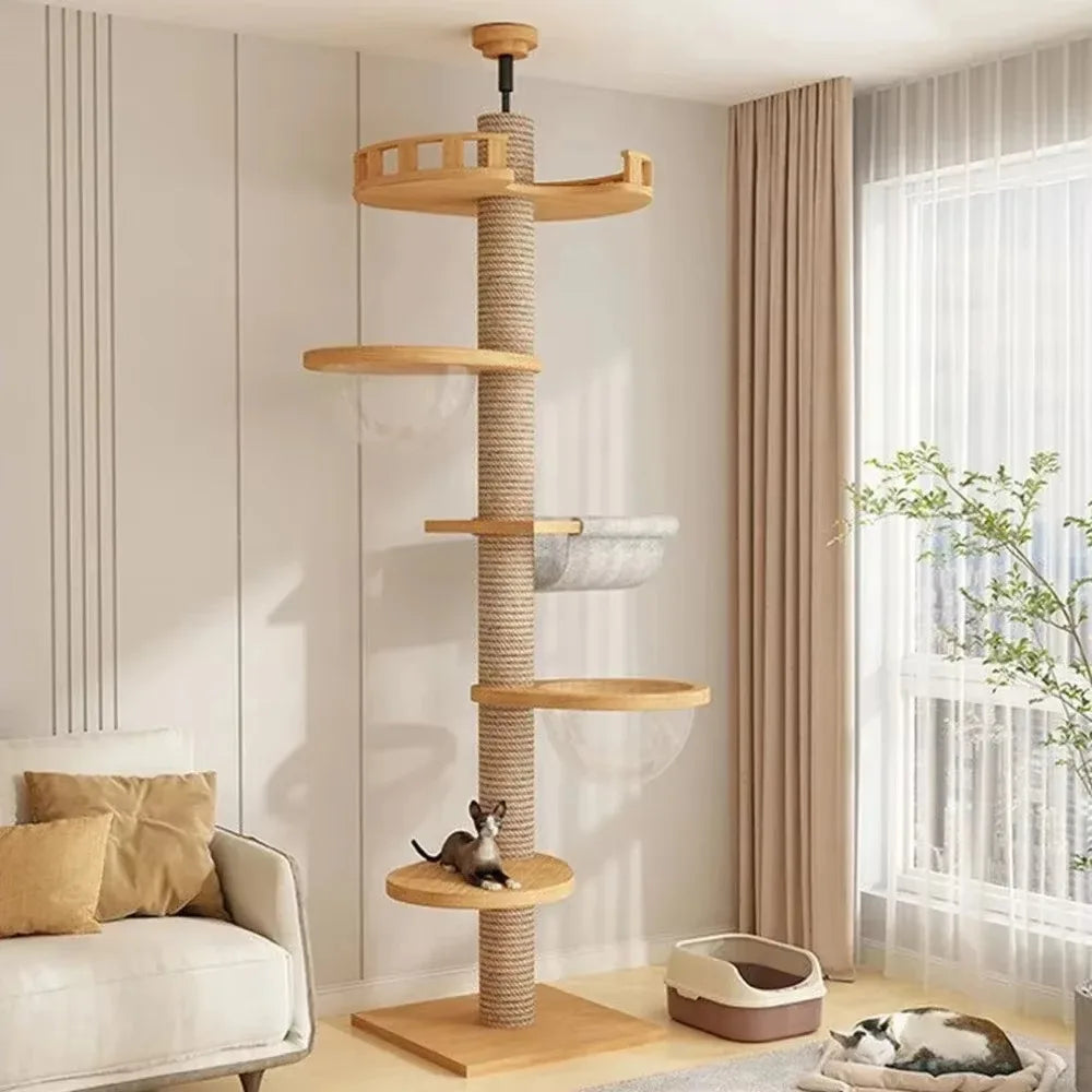 Cat Tree Australia: Floor To Ceiling Adjustable Wooden House