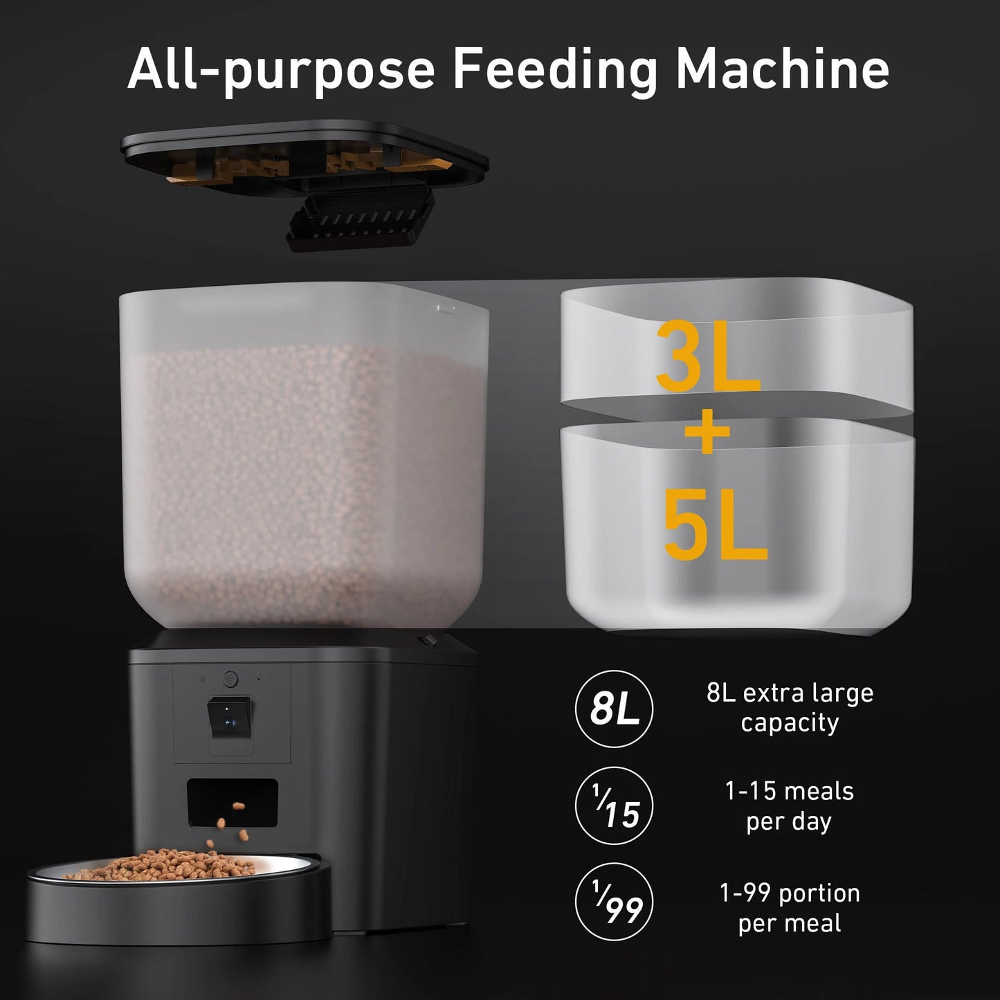 8L Automatic Feeder With 1080p Video Camera for Cat and Dog