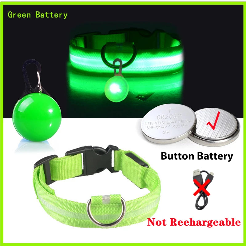 Glowing Led Light Dog Collar With Detachable Pendant Usb Charging