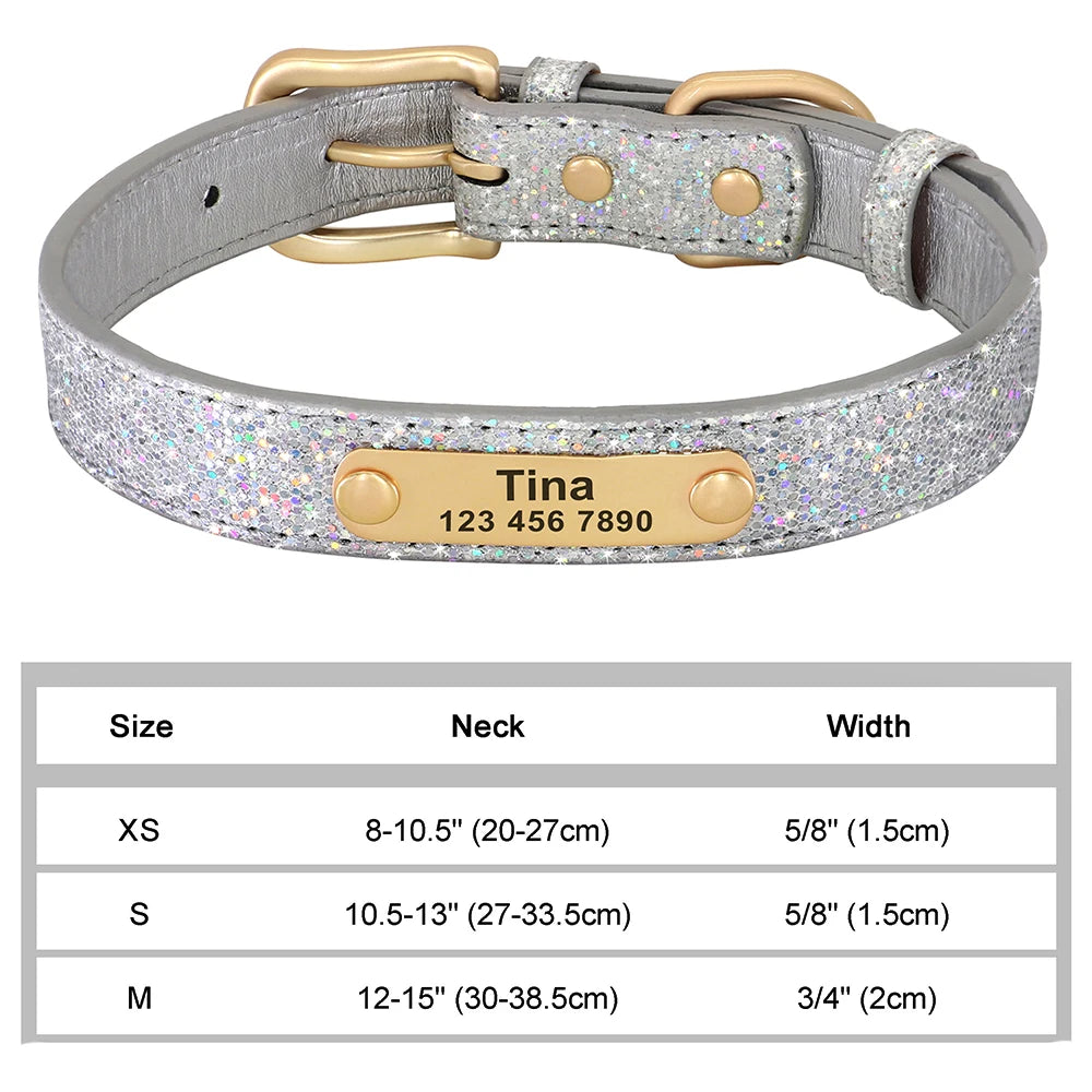 Personalized Dog Cat Collar Adjustable Crystal Rhinestone