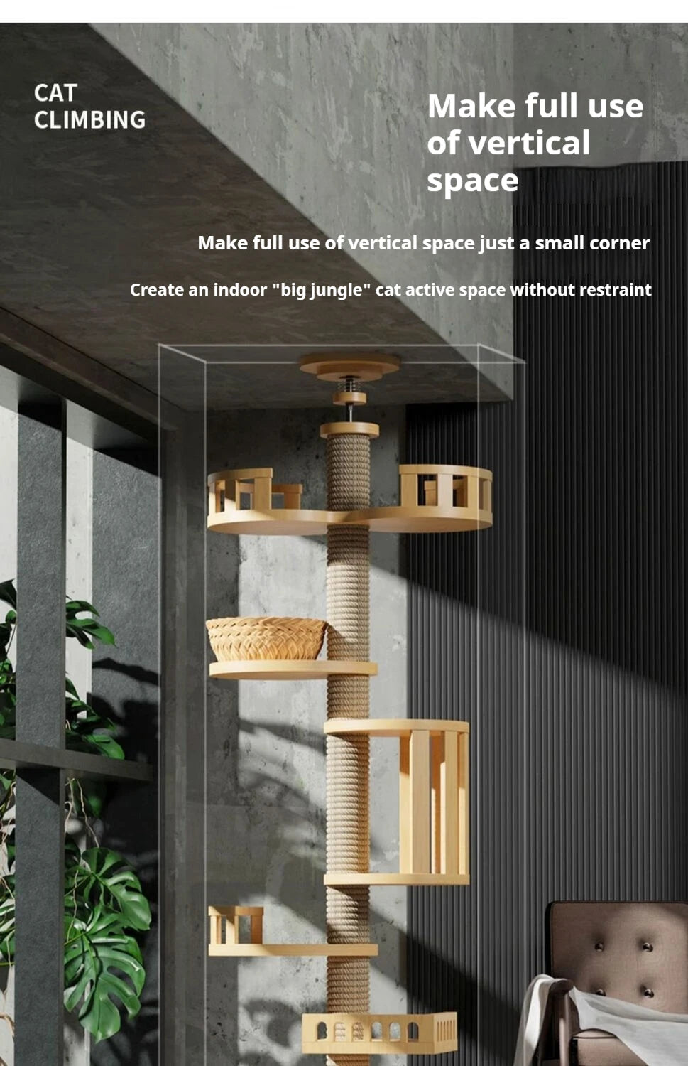 Cat Tree Australia: Floor To Ceiling Adjustable Wooden House