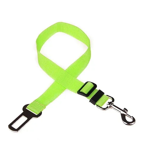 Light green colour dog car seat belt with lead clip