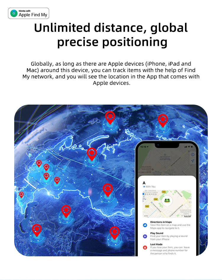 Smart Bluetooth Pet Locator GPS Tracker Airtag for iOS