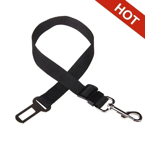 Black colour dog car seat belt with lead clip