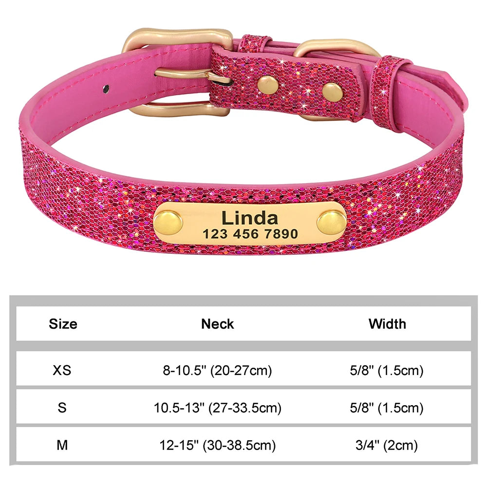 Personalized Dog Cat Collar Adjustable Crystal Rhinestone