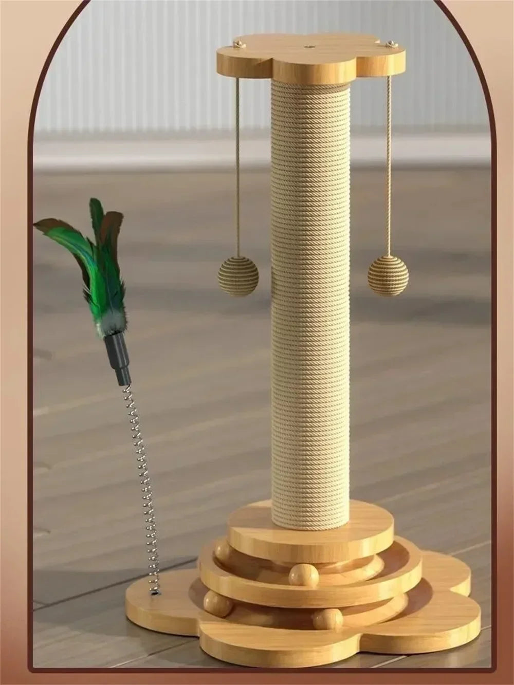 Cat Scratcher Tower and Turntable with Sisal Balls