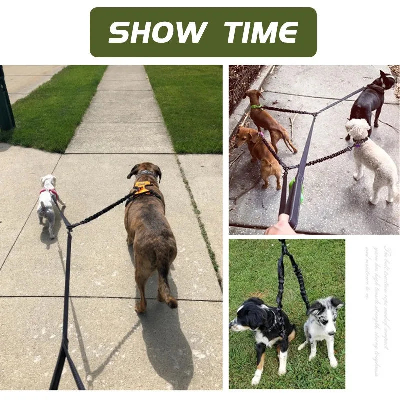 Pet Dog Double Leashes Elastic Extendable for Small Medium Dog