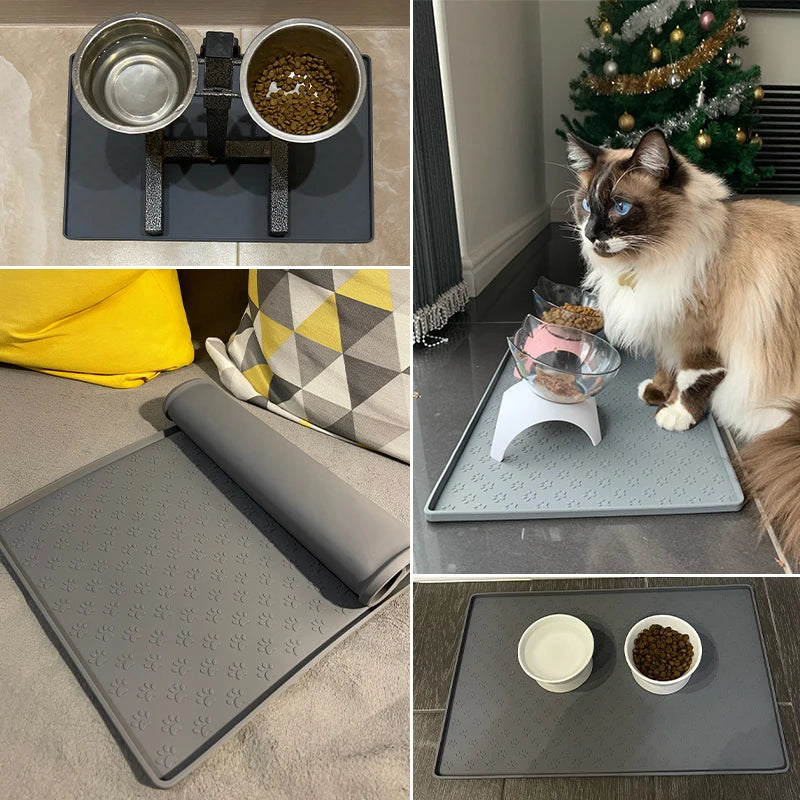 Pet Placemat Silicone Food Bowl Floor Mat for Dog and Cat