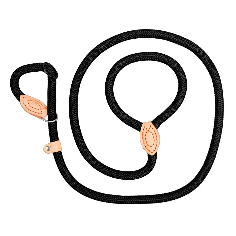Dog Walking Leash Slip Rope: Heavy Duty Braided Rope Adjustable Loop Collar