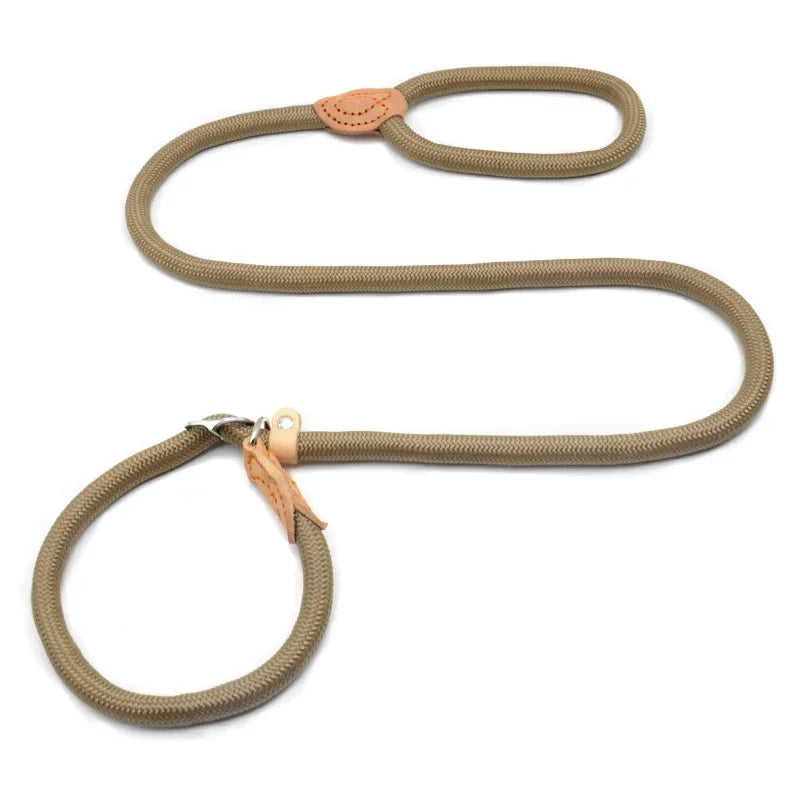 Dog Walking Leash Slip Rope: Heavy Duty Braided Rope Adjustable Loop Collar