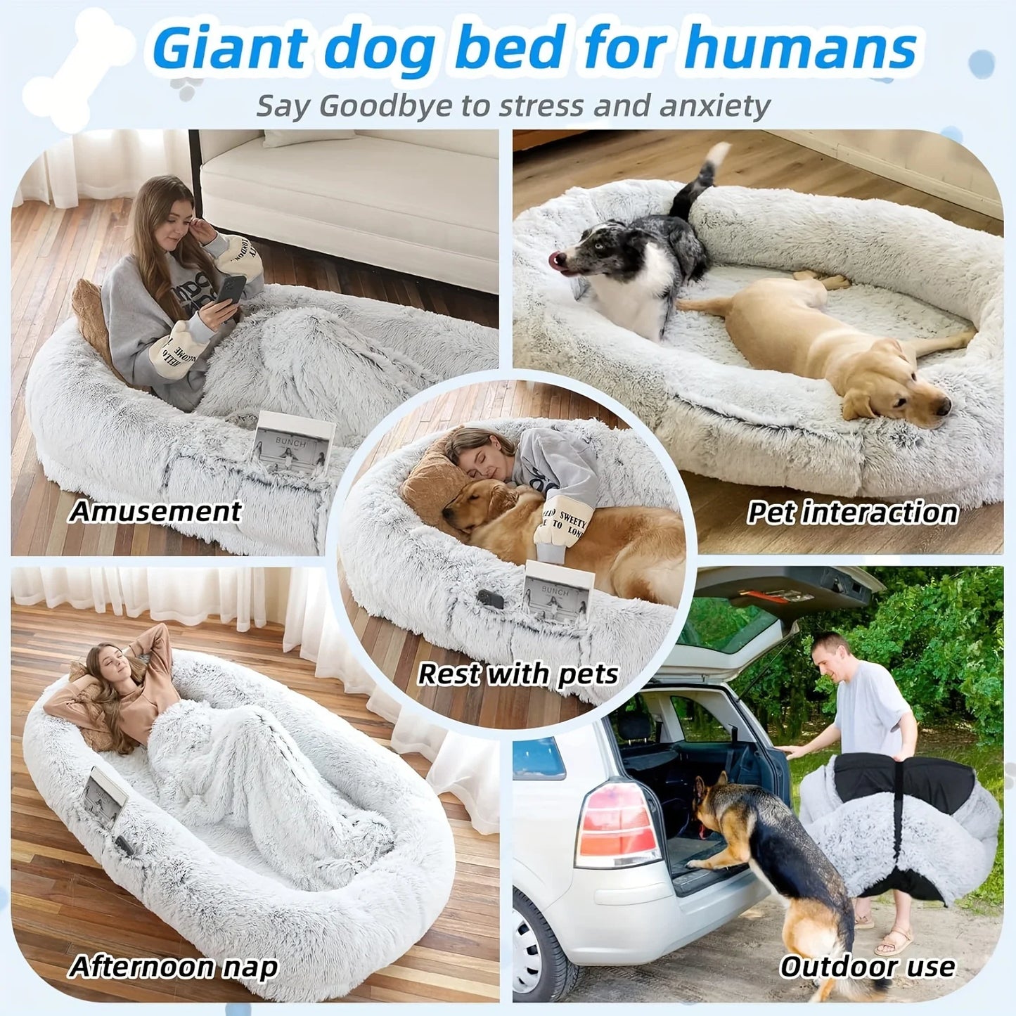 Large Human Dog Bolster Bed