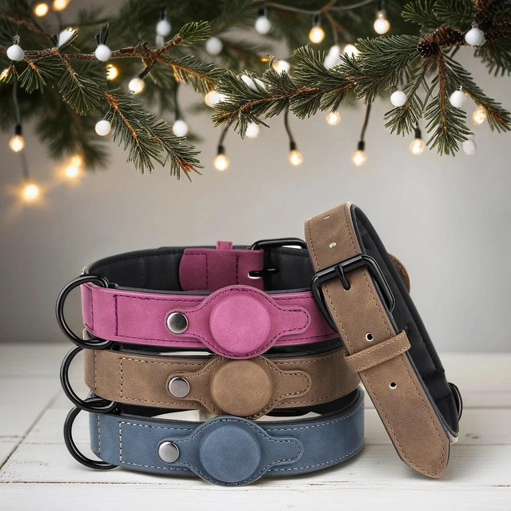 GPS Tracker Anti-lost Dog Collar PU Leather