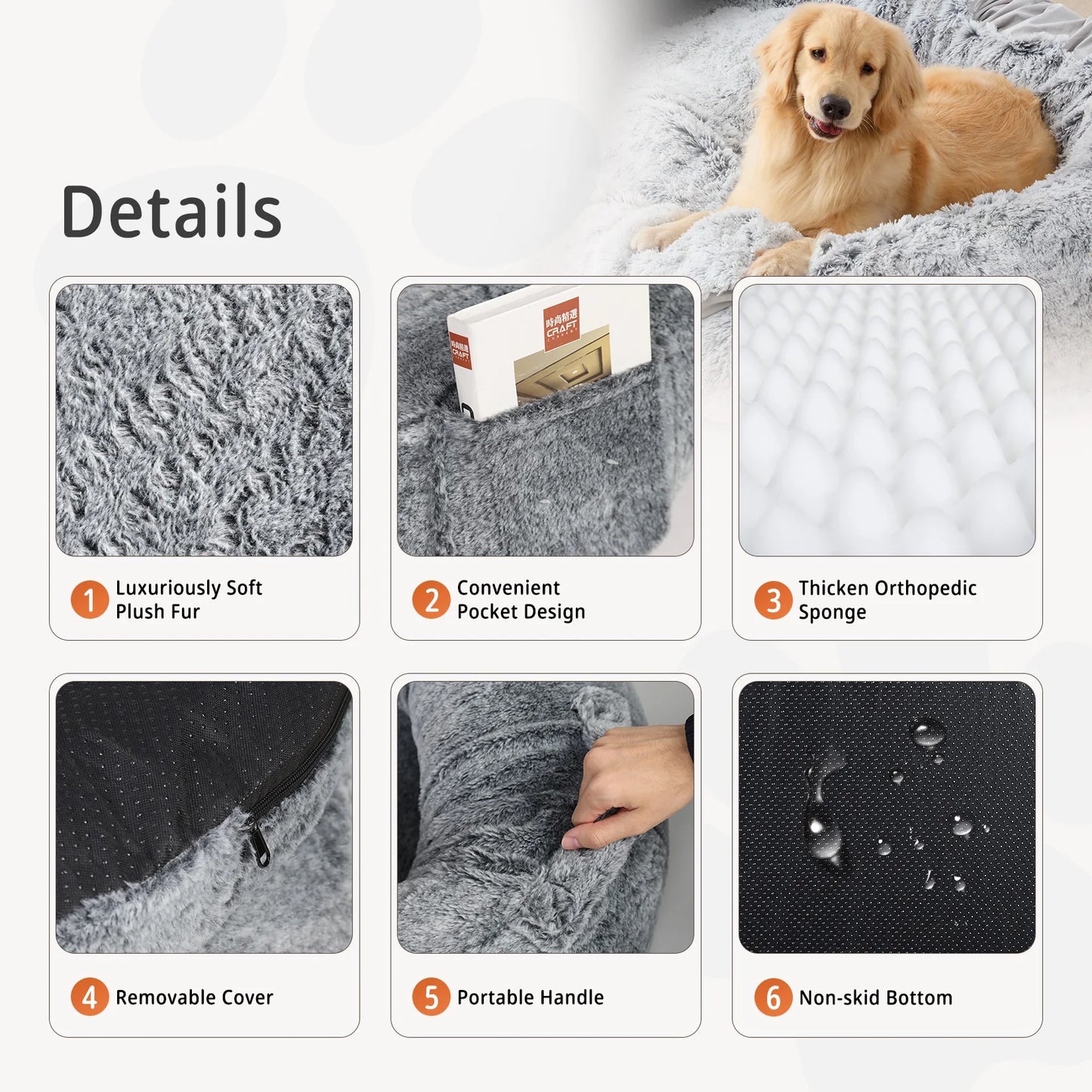 Large Human Dog Bed with Washable Fur Cover and Blanket