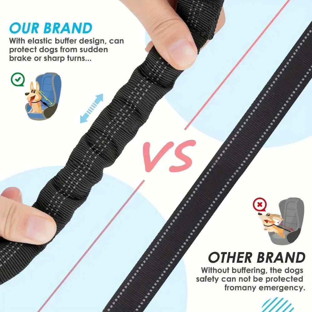 Double Dog Safety Seat Belt Adjustable Elastic Car Harness