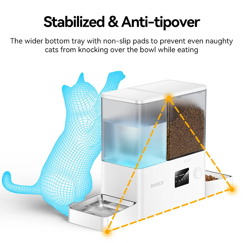8.5L Automatic Pet Feeder With Gravity Water Fountain 2-in-1 WiFi Remote Control