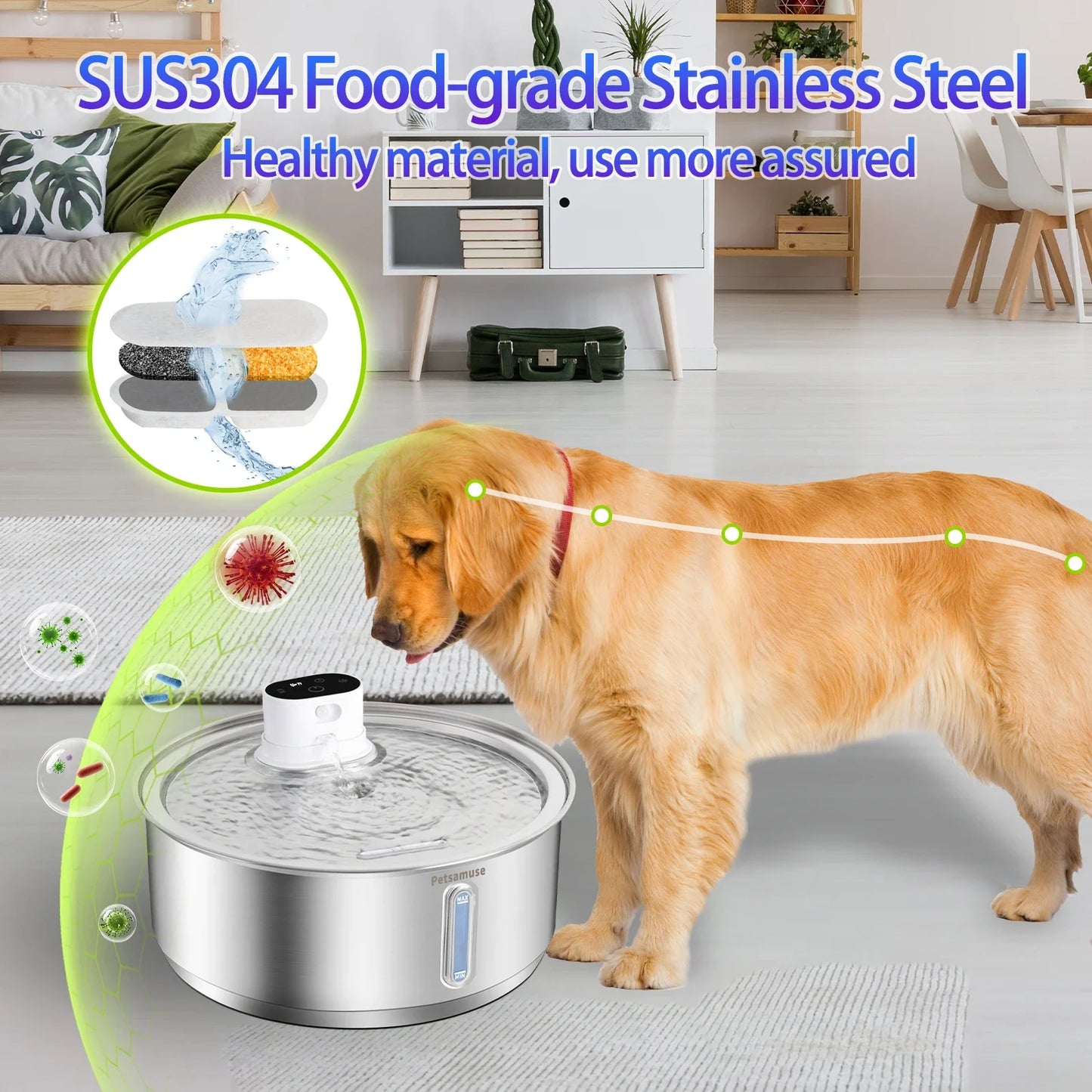 Automatic Stainless Steel 8L Dog Water Fountain