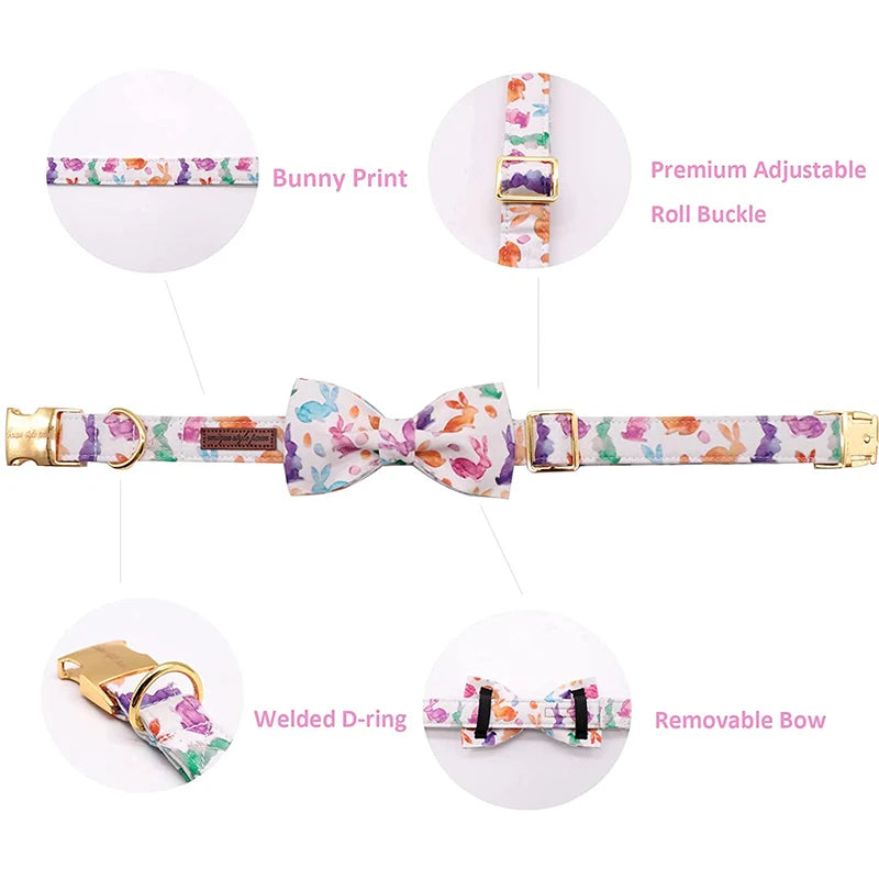 Paws Easter Dog Cat Collar with Bowtie for Large Medium Small Dog