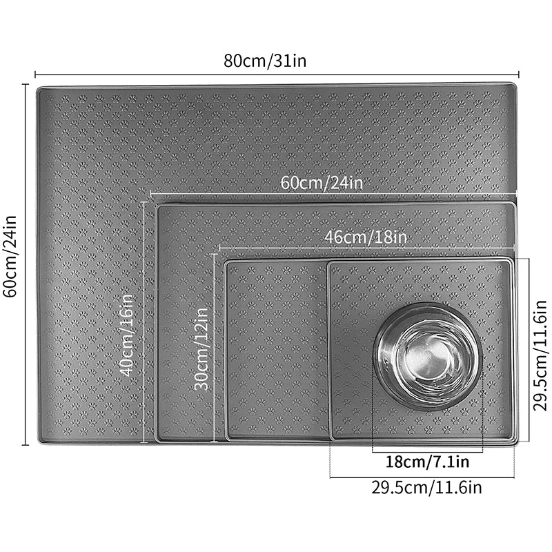 Pet Placemat Silicone Food Bowl Floor Mat for Dog and Cat