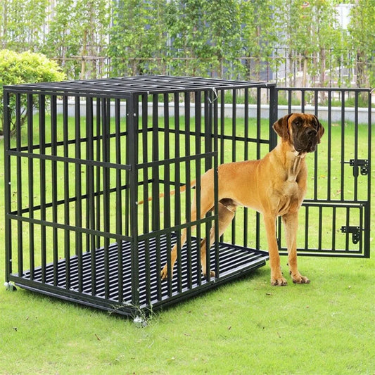XXL Large Dog Crate: Heavy Duty Strong Square Tube Metal Pet Cage
