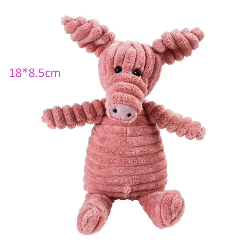Pink pig plush dog toys
