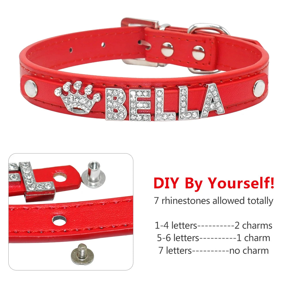 Bling Rhinestone Personalized Collar for Small Dog and Cat