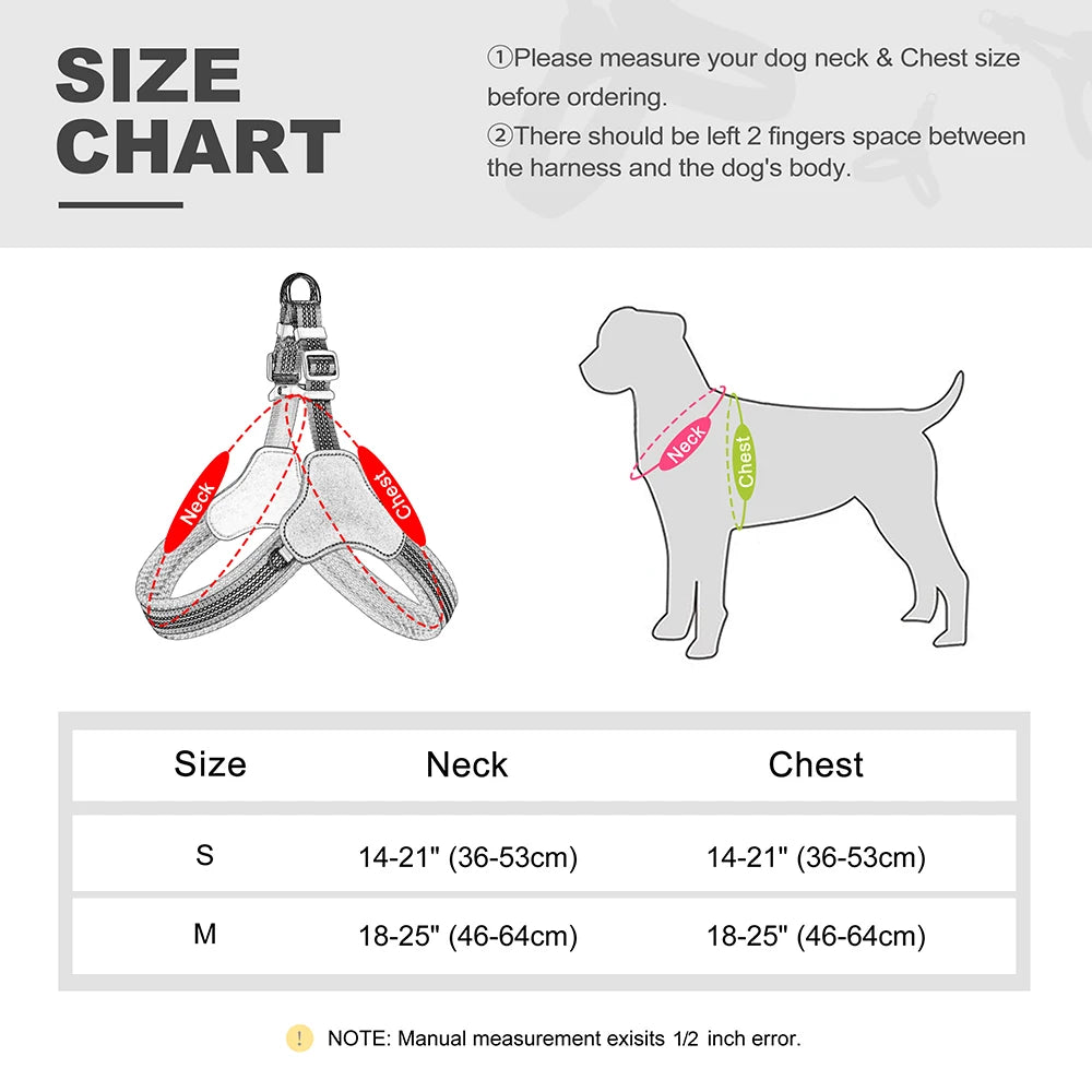 Reflective Nylon Dog Harness Breathable Mesh for Small Medium Dogs