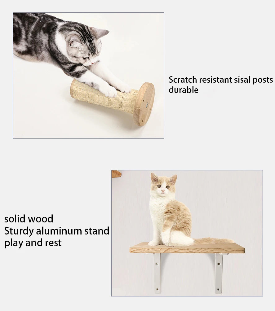 Wall Mounted Cat Hammock Bed and Scratching Post