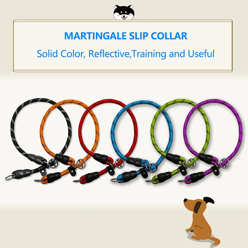 Dog Slip Collar No Pull Reflective Martingale Sliding Stopper