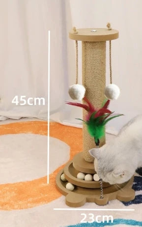 Cat Scratcher Tower and Turntable with Sisal Balls