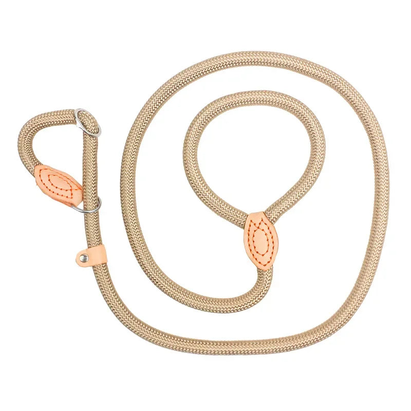 Dog Walking Leash Slip Rope: Heavy Duty Braided Rope Adjustable Loop Collar