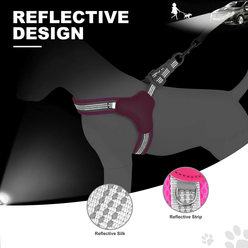 Reflective Nylon Dog Harness Breathable Mesh for Small Medium Dogs